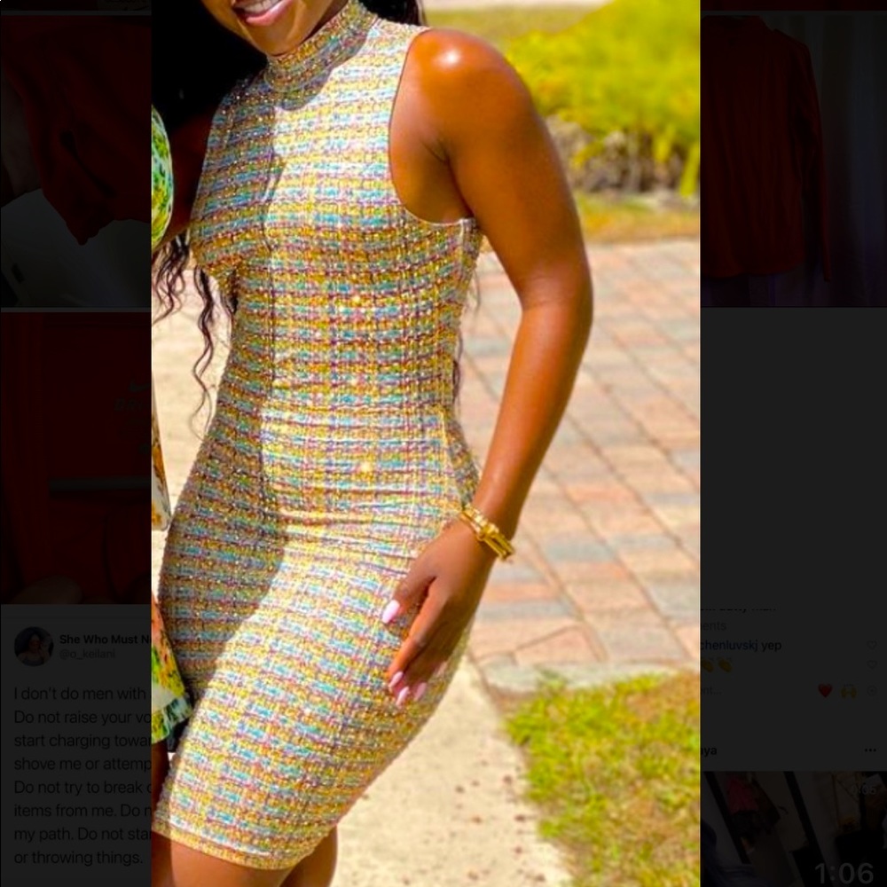 Multicolored rhinestones short dress